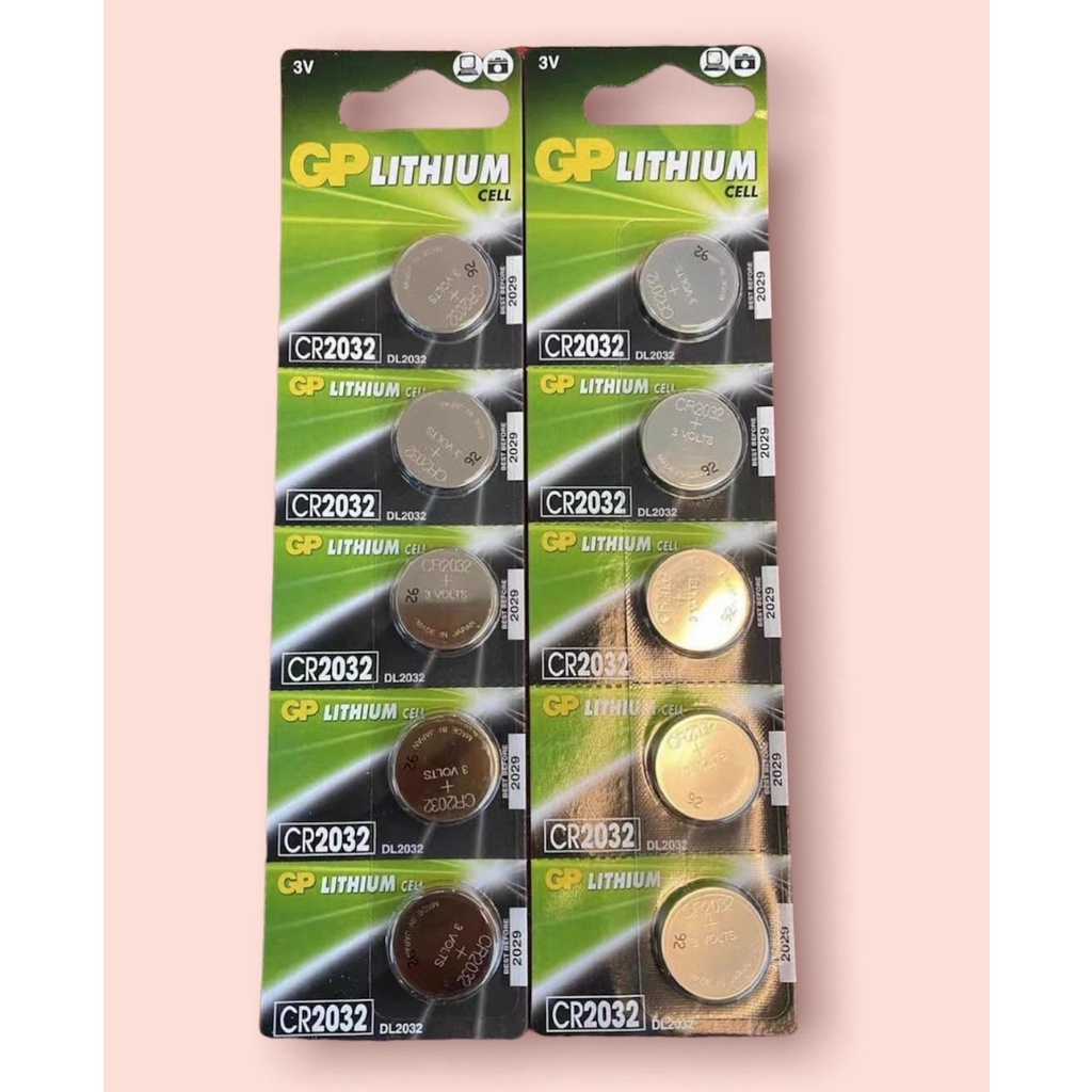 ส่งจากไทย Batteries 3V. ถ่านไบออส CR 2032 ยี่ห้อ GP 1แผง 5ก้อน ถ่านเมนบอร์ด รีโมทรถยนต์ นาฬิกา CR2032 เครื่องชั่ง