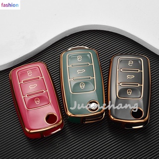 ใหม่ เคสกุญแจรีโมทรถยนต์ TPU แบบฝาพับ สําหรับ Volkswagen VW Polo Golf Passat Tiguan Beetle Caddy T5 Up Eos Skoda Octavia Seat Leon Altea