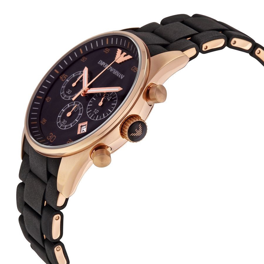 Emporio Armani ผู้ชายสไตล์ PVD Rose Gold จีบ Chrono นาฬิกา AR5905 ...