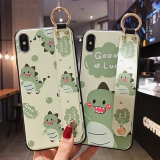 น่ารัก เขียว ไดโนเสาร์ เคส สายรัดข้อมือ เคส Samsung Galaxy A52S A72 A52 A32 A42 A12 A71 A51 A31 A21S A70 A50 A30 A30S A50S A20 M51 M10 A10 A40 A750 A71 2018 5G case tpu ผู้หญิง ซิลิก้าเจล เคลือบ เคส