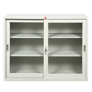 File cabinet CABINET STEEL KSG-120-TG Office furniture Home &amp; Furniture ตู้เอกสาร ตู้เหล็กบานเลื่อนกระจก KSG-120-TG สีเท