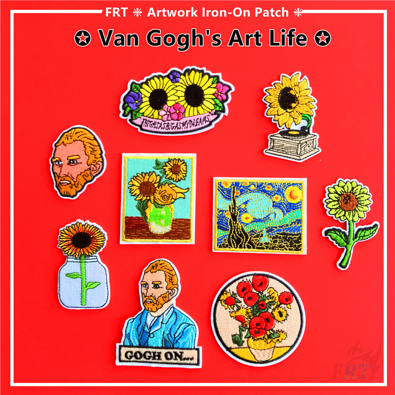 แผ่นรีดติดเสื้อ ลาย Vincent Van Gogh ดอกทานตะวัน ดวงอาทิตย์ 1 ชิ้น