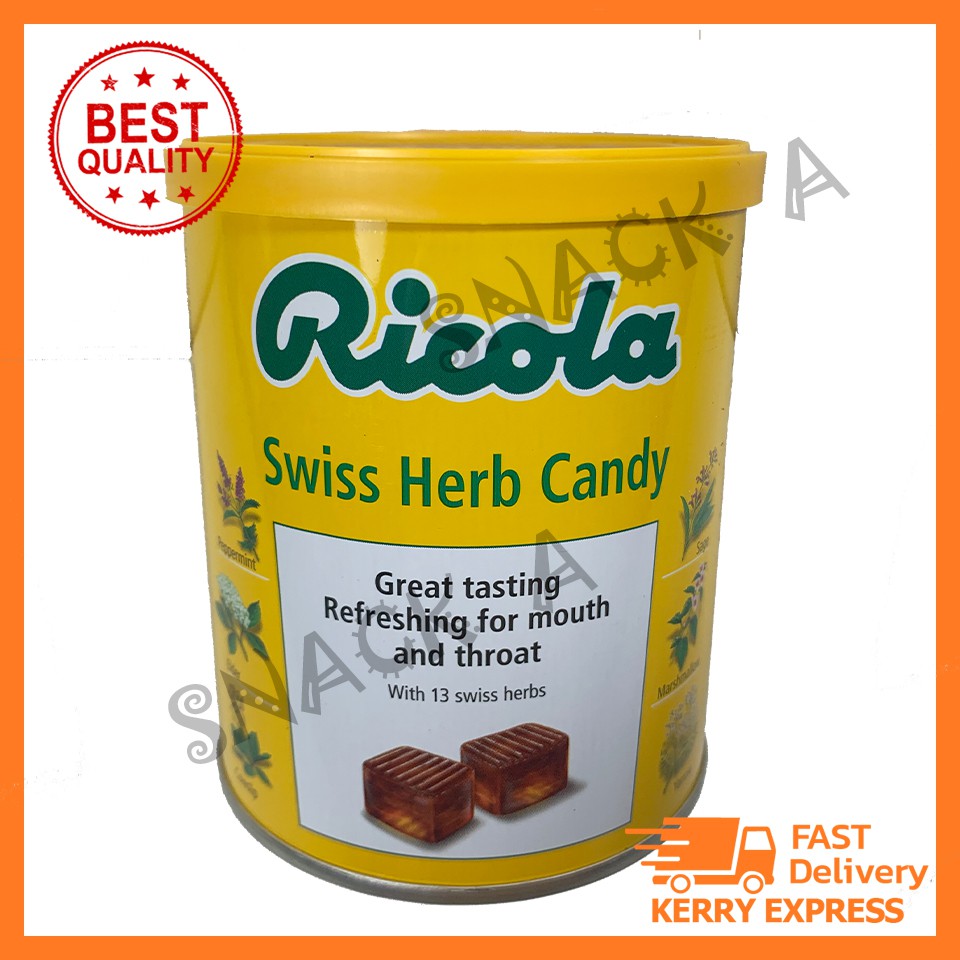 Ricola ริโคล่า ลูกอมสมุนไพร 250 g ริสโคล่า ลูกอม สุมไพร ลูกอมสมุนไพร 13 ชนิด ยา เจ็บคอ