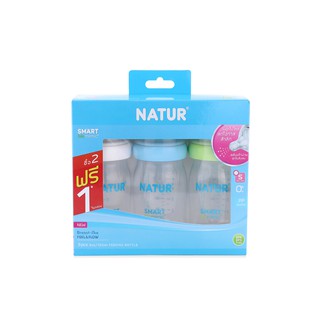 Naturขวดนมรุ่นใหม่ ไม่ดูดไม่ไหล ขวดนมPP Smart Biomimic คอกว้างแพค 2+1 ขวด รหัส80283