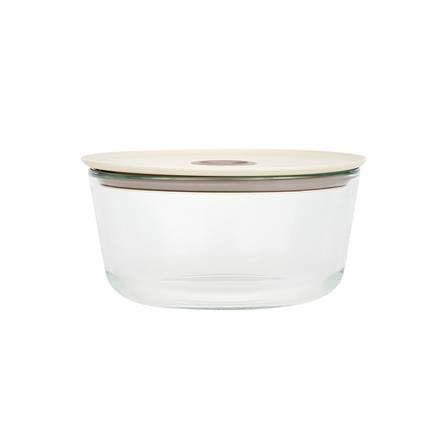 [พร้อมส่ง] HomeDoDee กล่องอาหารแก้วกลม NEOFLAM FIKA CLIK 1.55 ลิตร สีครีม กล่องข้าว กล่องเก็บอาหาร ก