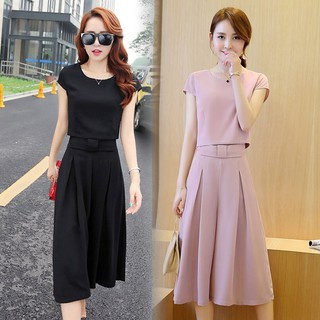 YYC เซ็ต2ชิ้น เสื้อยืด+กางเกงแต่งโบว์ที่เอว รุ่น 6072