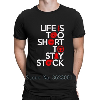 เสื้อยืดผ้าฝ้าย เสื้อยืดลําลอง แขนสั้น พิมพ์ลายตัวอักษร Life Too Short Stay Stock Jdm Car Turbo s _z41 เข้ากับทุกการแต่