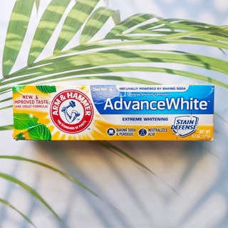 ยาสีฟัน สูตรแอดวานซ์ไวท์ Advance White Extreme Whitening Toothpaste Clean Mint 121g (Arm &amp; Hammer®) ฟันขาวขึ้น ไม่ทำลายเคลือบฟัน