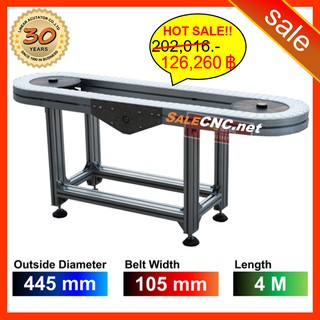 286. ✅รอของ+รับที่บริษัท✅ สายพานลำเลียงอาหาร 4 เมตร สายพานซูซิ D445mm, Belt Width 105mm จานหมุน Conveyor Rotary Plate