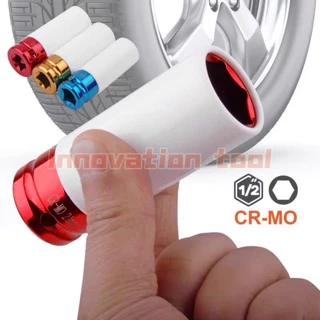 ชุดถอดล้อเเม็ก บล็อกขันล้อ รถยนต์ กันรอย ขนาด1/2 (4หุน) 17mm 19mm 21mm 3ตัวชุด