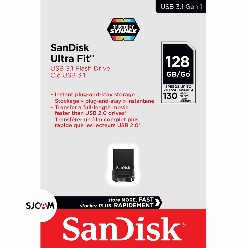 SANDISK ULTRA FIT USB 3.1 128GB เร็วขึ้น 15 เท่า อ่าน 130MB/s  (SDCZ430_128G_G46) เมมโมรี่ แซนดิส แฟลซไดร์ฟ ประกัน Synnex | Shopee Thailand