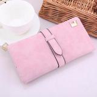 MiStyles  กระเป๋าเงินใบยาว กระเป๋าโทรศัพท์ Woman Casual Vertical Long Wallet Purse E-RANYD 1460 สีชมพู