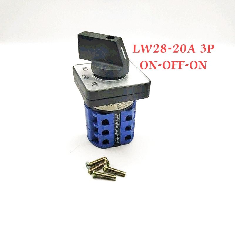 LW26-20A 3P ซีเลคเตอร์สวิตช์ ON-OFF-ON 20A 660Vac ขนาด 48 x48มิล