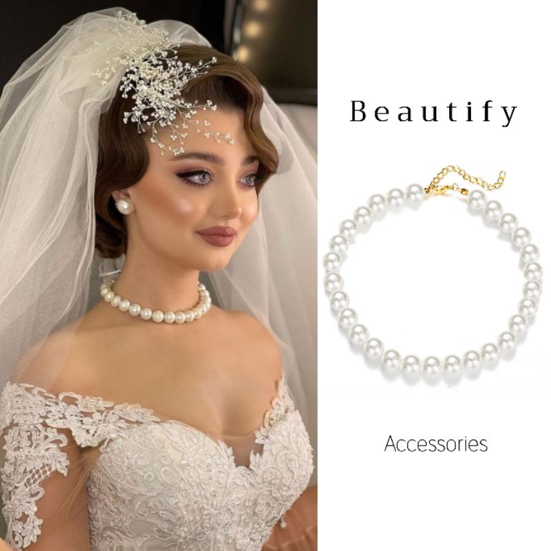 𝓑𝓮𝓪𝓾𝓽𝓲𝓯𝔂 สร้อยคอมุกเม็ดใหญ่12mm.สร้อยคอมุกเจ้าสาวสร้อยมุกแฟชั่น
