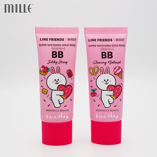 Mille บีบีครีม Line Friends L Mille Super Whitening Gold Rose BB Cream Spf 30 Pa++ 30g.