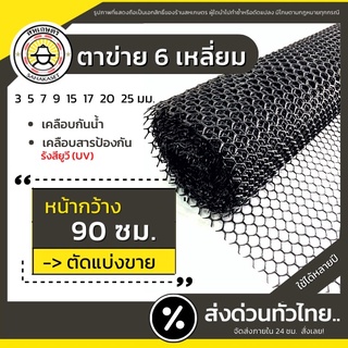 R6 ตาข่ายพลาสติก ตาข่าย กันนก ตาข่ายล้อมไก่ กรงไก่ รังผึ้ง 6เหลี่ยม PVC สีดำ/เขียว (ขายเป็นเมตร)