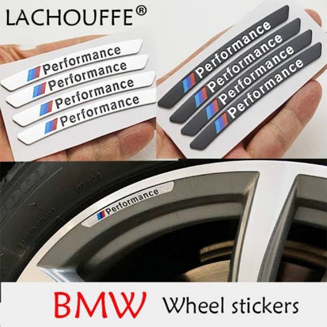 PERFORMANCE STICKER WHEEL RIM บีเอ็ม สติกเกอร์ติดขอบล้อ 1 ชุด 4 ชิ้น