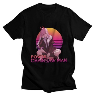 เสื้อยืดผ้าฝ้ายพิมพ์ลาย เสื้อยืดแขนสั้น ผ้าฝ้าย 100% พิมพ์ลาย Chainsaw Man Power สไตล์สตรีท สําหรับผู้ชาย