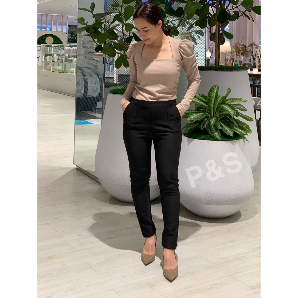 P&S กางเกงขายาวผู้หญิง กางเกงใส่ทำงาน ทรง Slim Leg กระชับก้นและต้นขา(ผ้าญี่ปุ่น) รุ่นดาวิกา