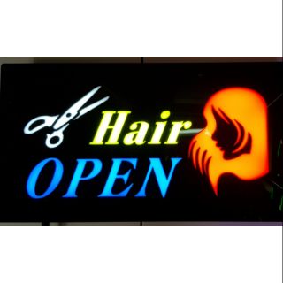 ป้ายไฟ อะคริลิคกันน้ำ Hair  OPEN