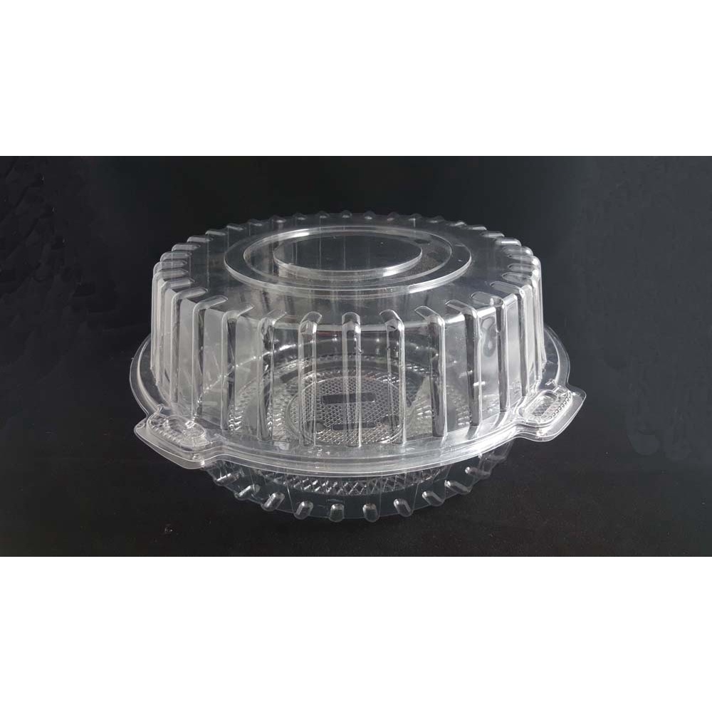 BX-286 ถาดเค้กกลม 10" มีตัวล็อค [ 50 ชิ้น ] เบเกอรี่พลาสติกใช้แล้วทิ้ง ใส OPS กล่องอาหาร ชีฟองเค้ก B