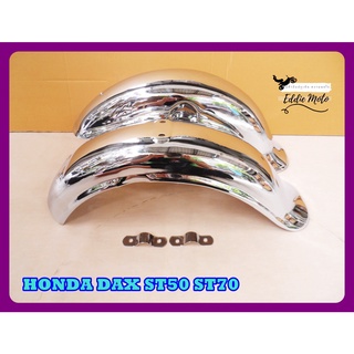 HONDA DAX ST50 ST70 FRONT &amp; REAR MUDGUARD "CHROME" SET PAIR "NEW"  // ชุดบังโคลนหน้าหลัง สีชุบ งานใหม่ ตัวแพง