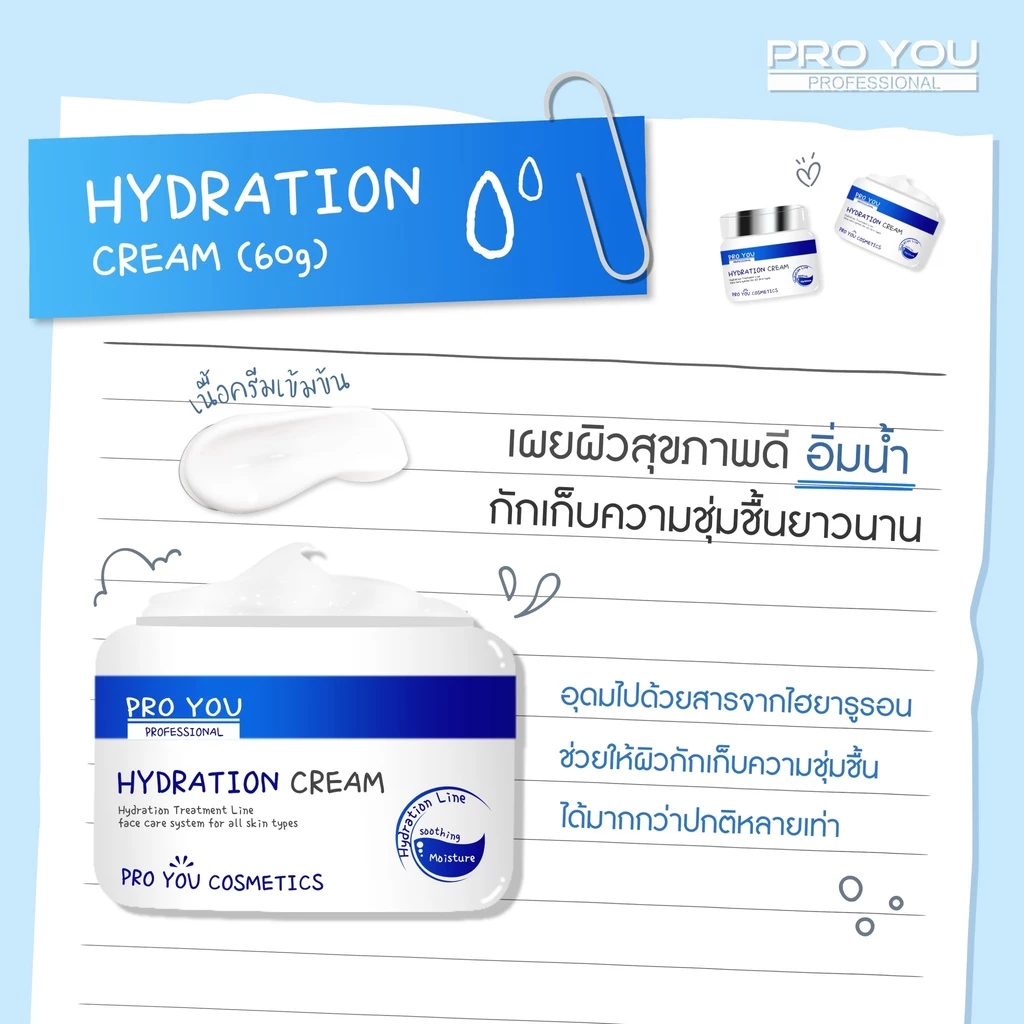 Proyou Hydration Cream 60g ครีมไฮยาลูรอนดูแลผิวอิ่มเด้ง thumbnail 6