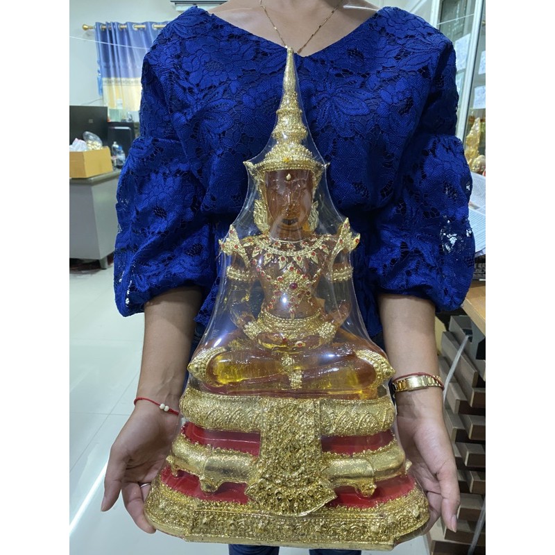 พระเเก้วมรกต 9 นิ้ว สีประจำวัน ฐาน12นิ้ว องค์ใหญ่ ปิดทองเค