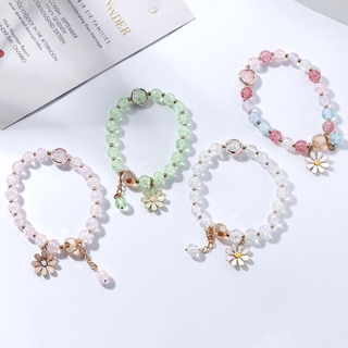 [พร้อมส่ง] สร้อยข้อมือ จี้ดอกเดซี่ ประดับลูกปัดคริสตัล เครื่องประดับ สําหรับผู้หญิง นักเรียน ของขวัญวันเกิด