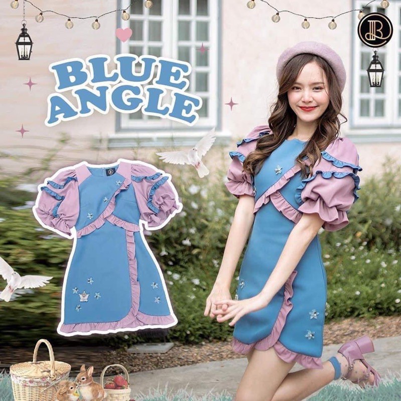 NEW‼️ BLT Brand : Blue Angle มินิเดรสสีฟ้า-ชมพู Size XS