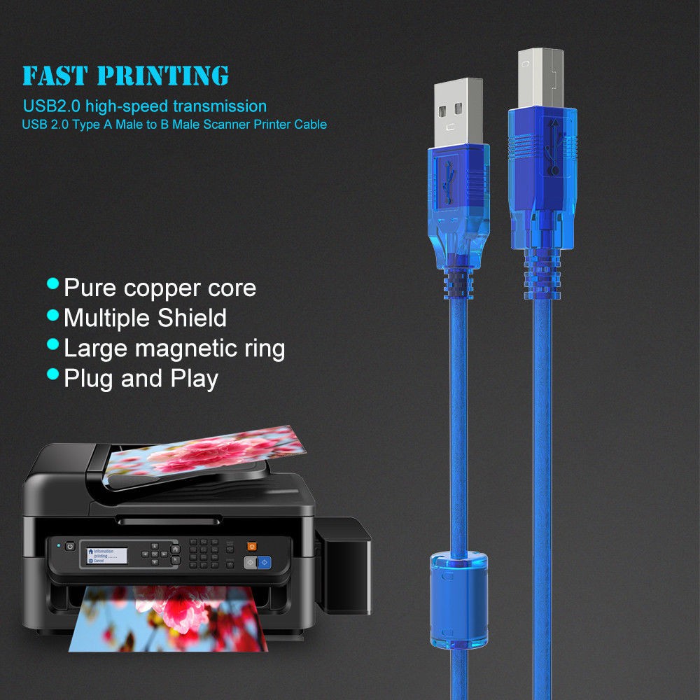 🚀ส่งเร็ว🚀 สาย USB V2.0 3แบบ Printer , AM/AF ต่อให้ยาว ,AM/AM ผู้ผู้  Cable USB Version 2.0 สีฟ้า Glink - รูปที่ 4