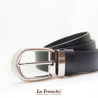 La Franche - Working Belt, The Smart Black ชุดเข็มขัดหนังวัวแท้แผ่นเดียวจากอิตาลี พร้อมหัวหนีบนิกเกิ้ล #3W0036