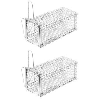 (2กรง) papamami กรงดักหนู 5นิ้วx11นิ้วx5นิ้ว สีเงิน แข็งแรง ทนทาน กรงดักกระรอก กับดักหนู ที่ดักหนู