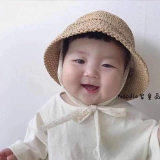 🌸 พร้อมส่ง 🌸 หมวกสานเด็ก สไตล์เกาหลี มีเชือกผูก น่ารักมากๆ ใส่ได้ 1-5 ขวบเลยทีเดียว