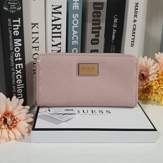 กระเป๋าเงิน GUESS WOMENS WALLET กระเป๋าตังค์แบบซิปรอบ  อะไหล่เงิน หนังปั้มลาย