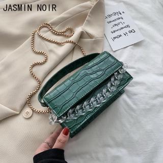 JASMIN NOIR แบบจระเข้ขนาดเล็กสแควร์กระเป๋าสะพายหญิงไหล่กระเป๋าที่เรียบง่ายสบาย ๆ สตรีกระเป๋าถือ