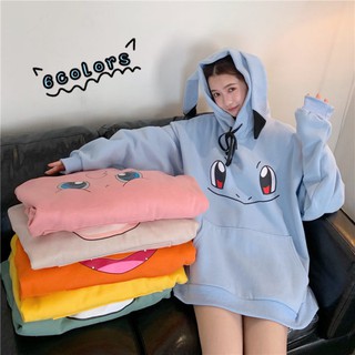 (ราคาถูกที่สุด)เสื้อผ้าฤดูหนาวของเกาหลีใต้ Pikachu Hoodie M-2XL