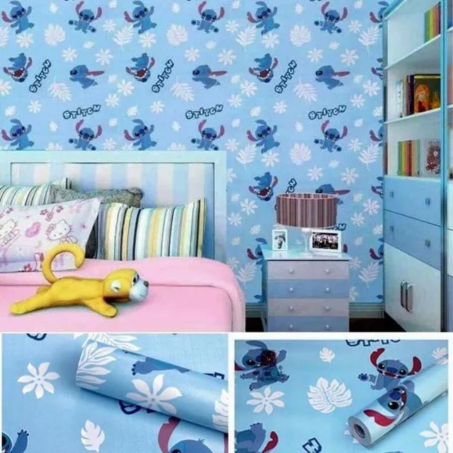 (ส่งด่วนฟรี 24 ชม) Wall Kip วอลเปเปอร์ สติช ติดผนัง สติ๊กเกอร์ มีกาวในตัว ติดเองได้
