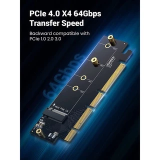 UGREEN รุ่น 30715 NVMe PCIe Adapter, M.2 SSD to PCIe 4.0 X16/X8/X4 Card with Heat Sink, M.2 PCIe Adapter for M-Key