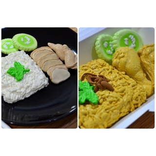 ของเล่นชุดข้าวมันไก่และข้าวหมกไก่ (Chicken Rice &amp; Chicken Biryani with green chutney toy set)