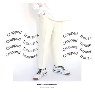 Lp.041 กางเกงขายาวผู้ชาย Cropped Trousers สีขาวครีม