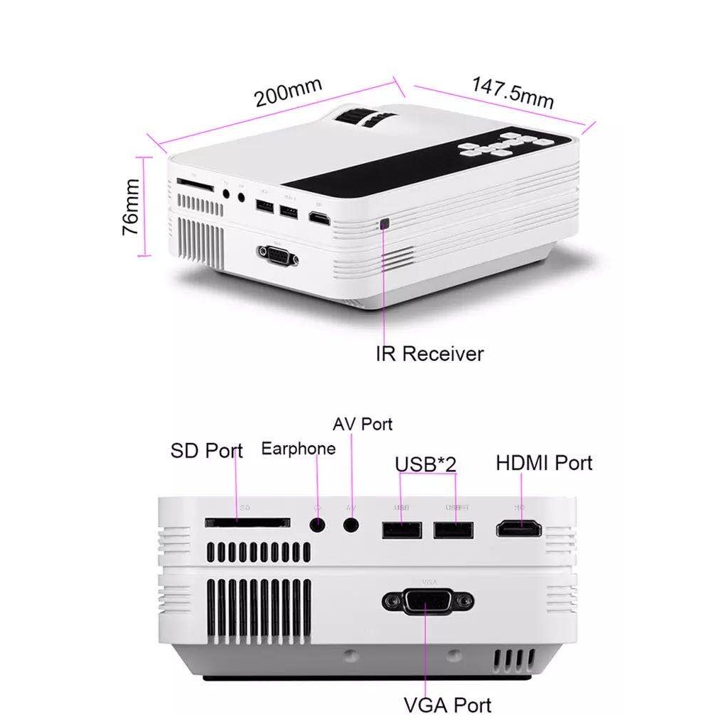 NEWEST 2020-UB10 Mini Projector UB10 Portable 3D LED Projector ...