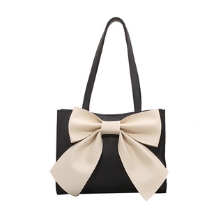 IELGY Large Capacity One Shoulder Square Contrast Color Womens Bag Bow