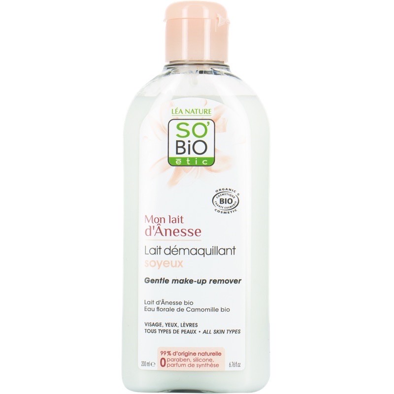SO'BiO etic | Mon Lait D'Aness Milky Gentle Make-up Remover 200ml. สูตรเนื้อน้ำนม สามารถขจัดคราบตกค้