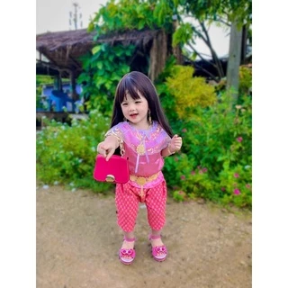 ชุดไทยเด็กพร้อมส่ง ชุดไทยเด็กผู้หญิง ชุดไทยประยุกต์ ชุดแม่พลอย