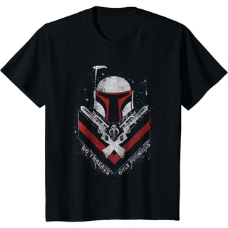 เสื้อยืดผ้าฝ้ายพิมพ์ลายขายดี เสื้อยืด ผ้าฝ้าย พิมพ์ลายกราฟฟิค Star Wars Boba Fett No Threats Only Promises แฟชั่นสําหรับ