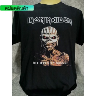 เสื้อยืดผ้าฝ้ายCOTTON เสื้อวงนำเข้า Iron Maiden The Book of Souls Heavy Metal Megadeth Metallica Kiss Rock Style Vintage