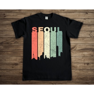 เสื้อยืดผ้าฝ้าย เสื้อยืด พิมพ์ลาย Seoul City สไตล์วินเทจ เรโทร เกาหลีใต้ สําหรับผู้ชาย ให้เป็นของขวัญได้