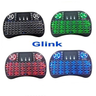 ของแท้ มีรับประกัน Glink คีย์บอร์ด ไร้สาย มินิ มีไฟ 3สี Mini Wireless Keyboard 2.4 Ghz รุ่น GKB-220 Black (สีดำ)