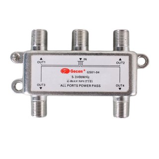 Splitter 4 ways All Port Power Pass For 5-2400Mhz Signal (Silver)